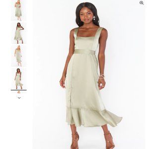 Claire Midi Dress- Moss Green Luxe Satin